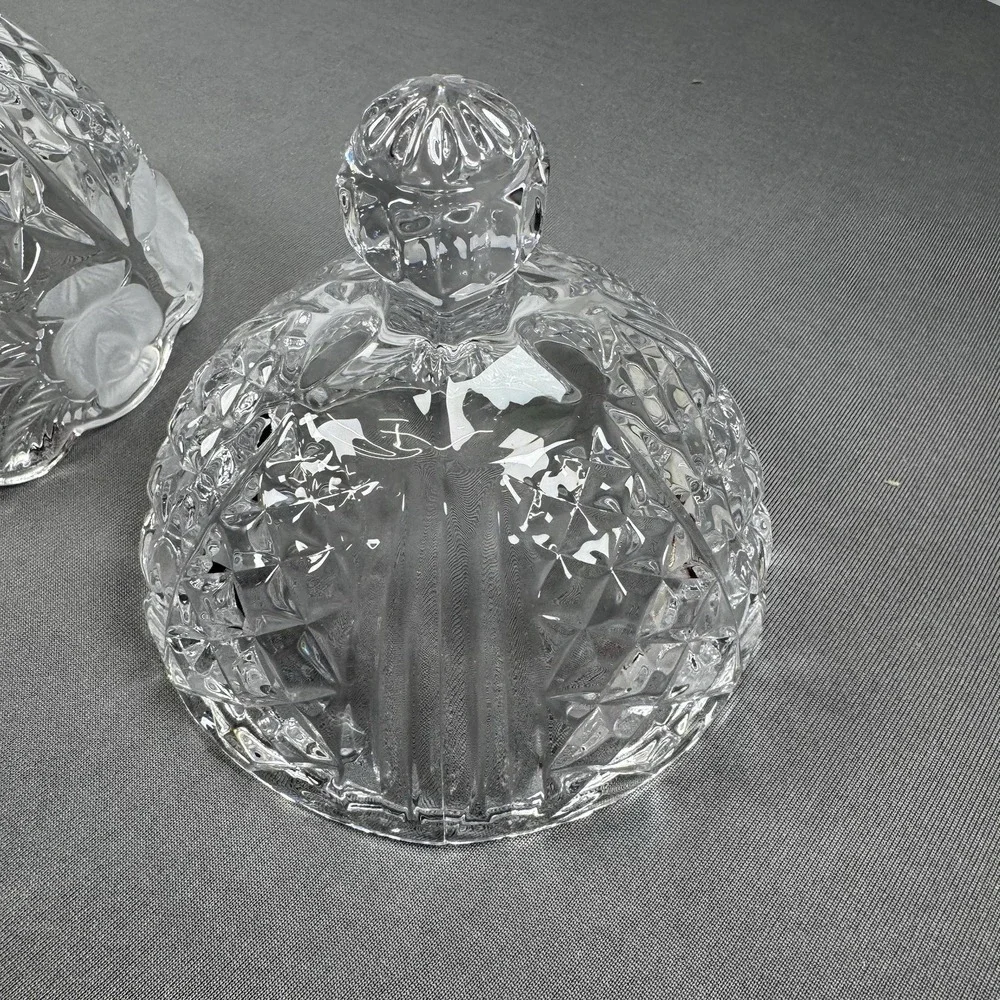 Vintage Cut Lead Crystal Candy Dish‎ with Lid – Frosted Roses 